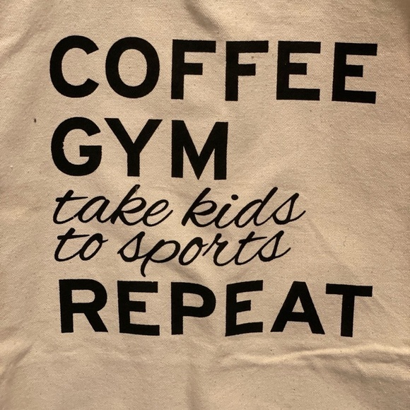 💐5/25 coffee Gym “take kids to sports” reusable shopping bag large tote new - Picture 2 of 11